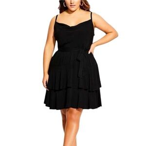 City Chic black mini frill dress size XL NWT